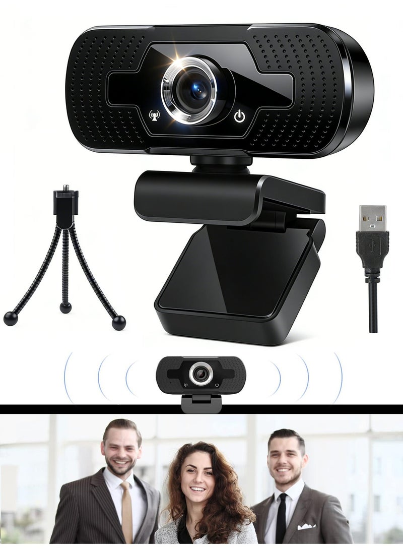 BOAE 1080P Webcam with Microphone, 30 FPS Full HD Web Camera, 2 Mics Streaming Webcam, 360°Rotation Angle 110°View USB Camera for Calls/Conference/Laptop/Computer - Image 1
